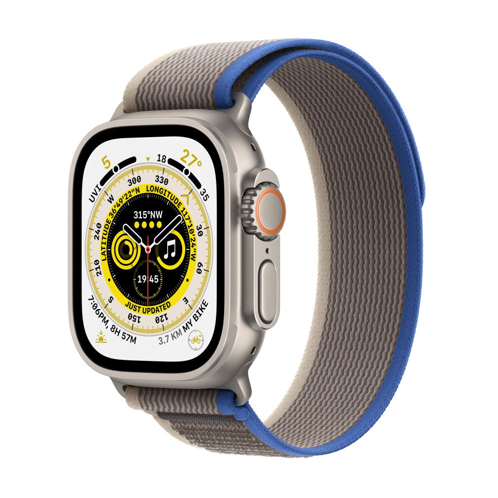 Apple Watch Ultra GPS + Cellular, 49mm Titanium Case with BlueGray Trail Loop - 1