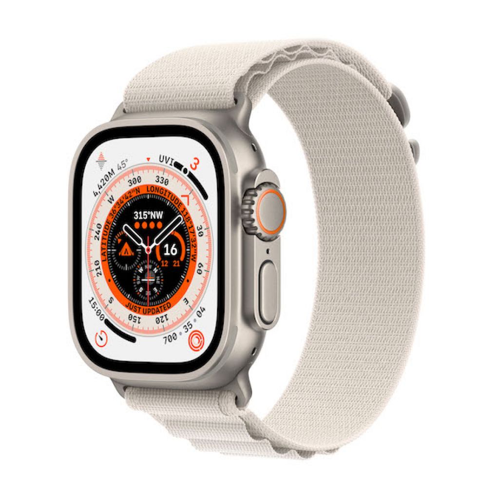 Apple Watch Ultra GPS + Cellular, 49mm Titanium Case with Starlight Alpine Loop - 1